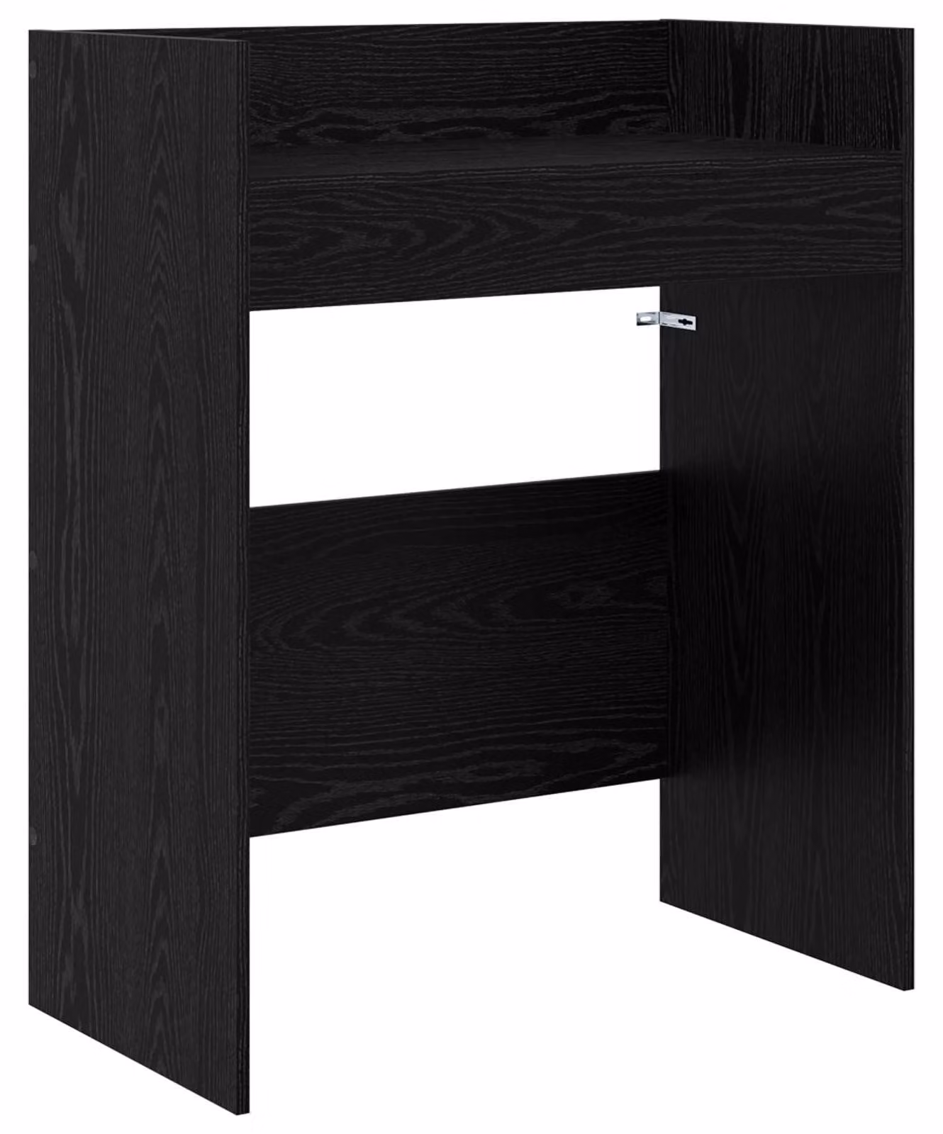 Tavolo da DJ, colore nero, aspetto legno di quercia, dimensioni 102 x 45 x 102 cm, realizzato in materiale composito di legno