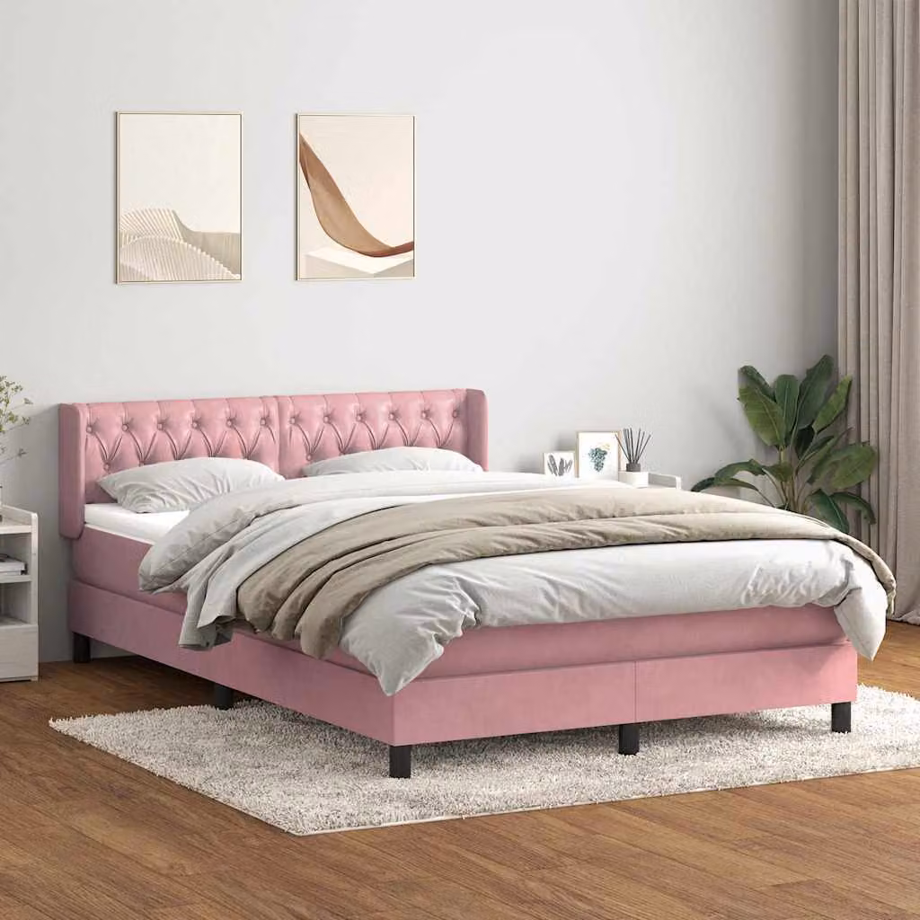 Maison Exclusive - Giroletto a Molle con Materasso Rosa 140x210 cm in Velluto