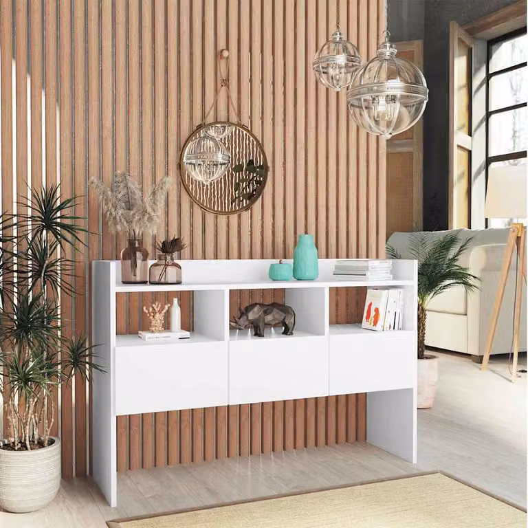 Credenza bianca vidaXL in legno multistrato e MDF, sospesa, L 120 x P 30,5 x H 70 cm