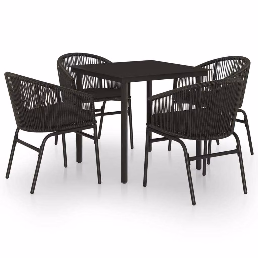 Set da Pranzo per Giardino 5 pz Nero