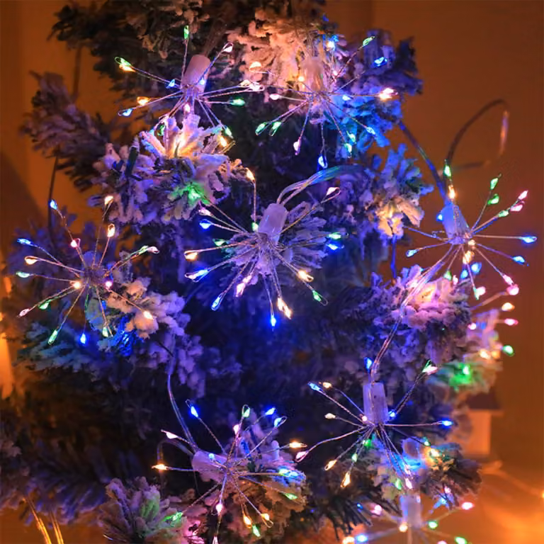 Catena luminosa a forma di fuochi d'artificio, lunghezza 1,5 metri, 100 LED, multicolore, per uso interno