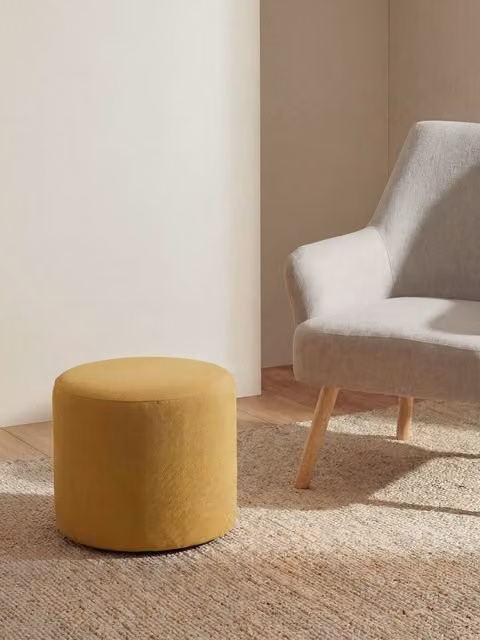 Pouf rotondo Harmony Kenay Home colore giallo senape Diametro: 50 cm