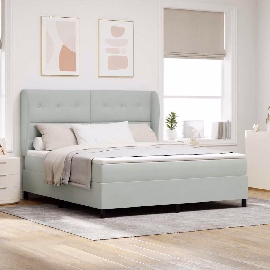Maison Exclusive - Letto boxspring con testiera grigio chiaro 200 x 180 cm in velluto