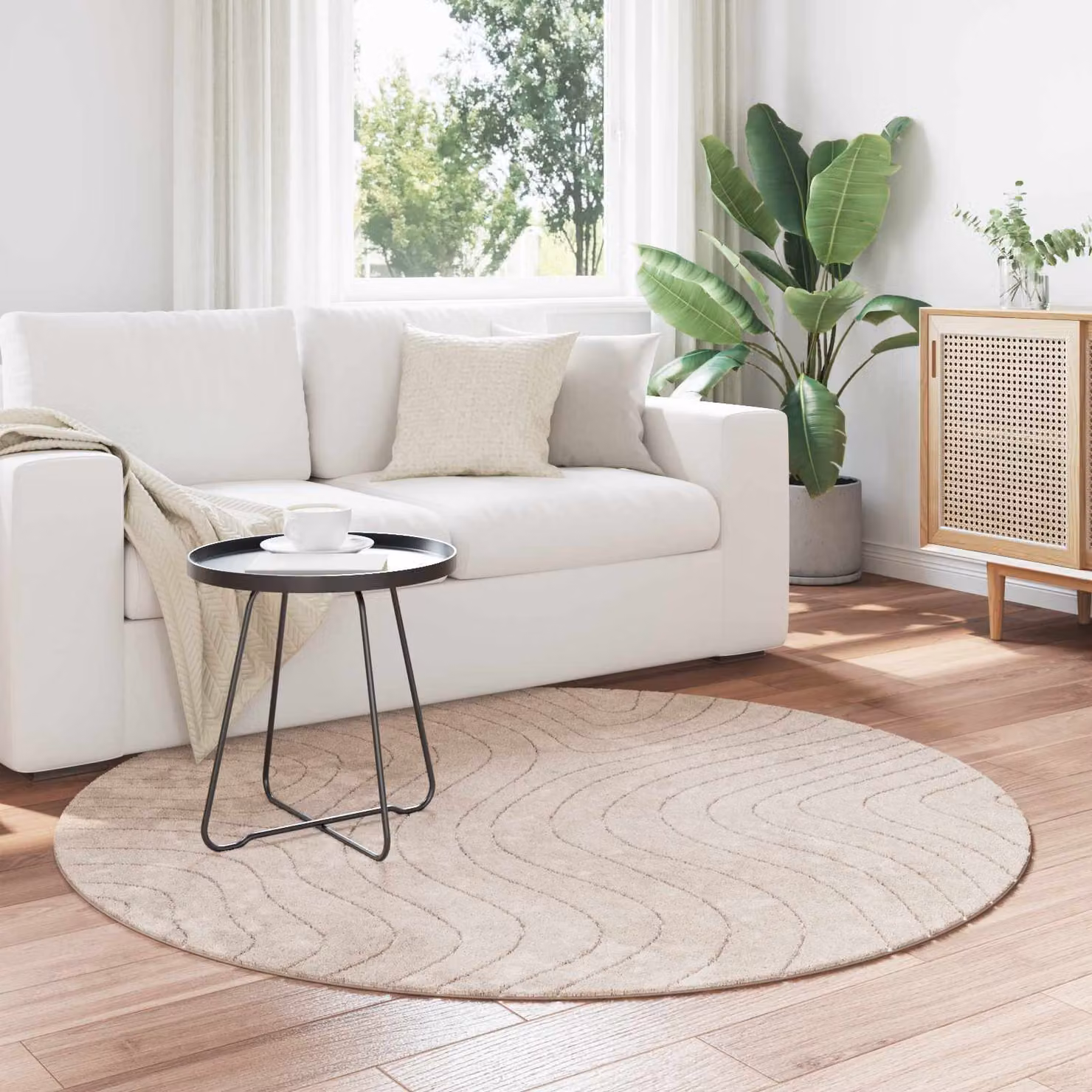 vidaXL Tappeto per uso interno ed esterno PALMERAS Beige Ø 200 CM
