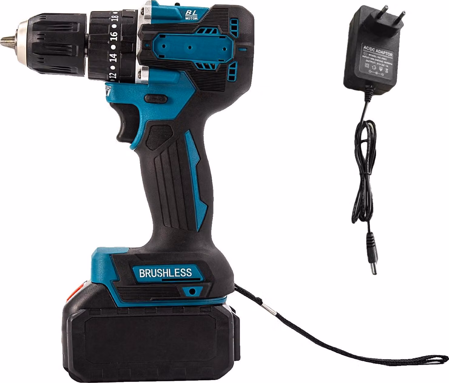 Trapano a percussione a batteria, coppia 20+3, motore brushless, alimentazione a batteria, 1x batteria