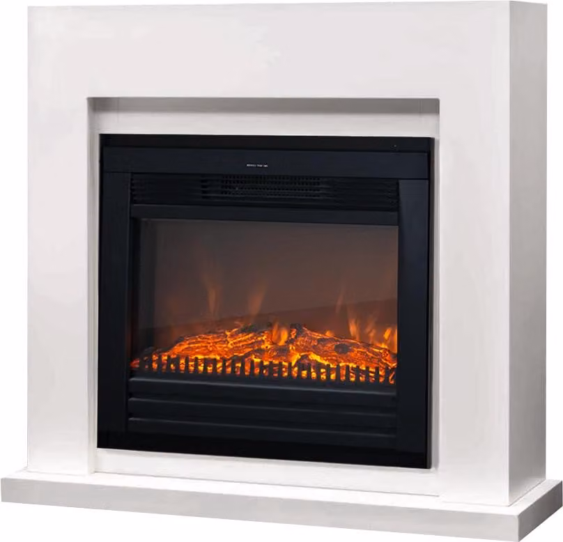 Caminetto elettrico Xaralyn - Evita - legno bianco - riscaldamento 1500 watt - con telecomando - caminetto da incasso incluso - caminetto decorativo