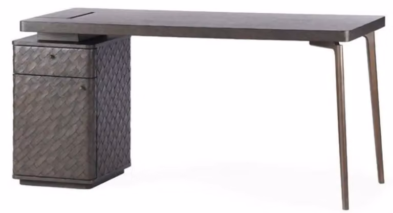 Casa Padrino scrivania marrone/bronzo 150 x 60 x h. 75 cm - Scrivania in legno massiccio con cassetto e anta - Scrivania per computer - Mobili per ufficio - Mobili - Arredamento - Qualità lusso