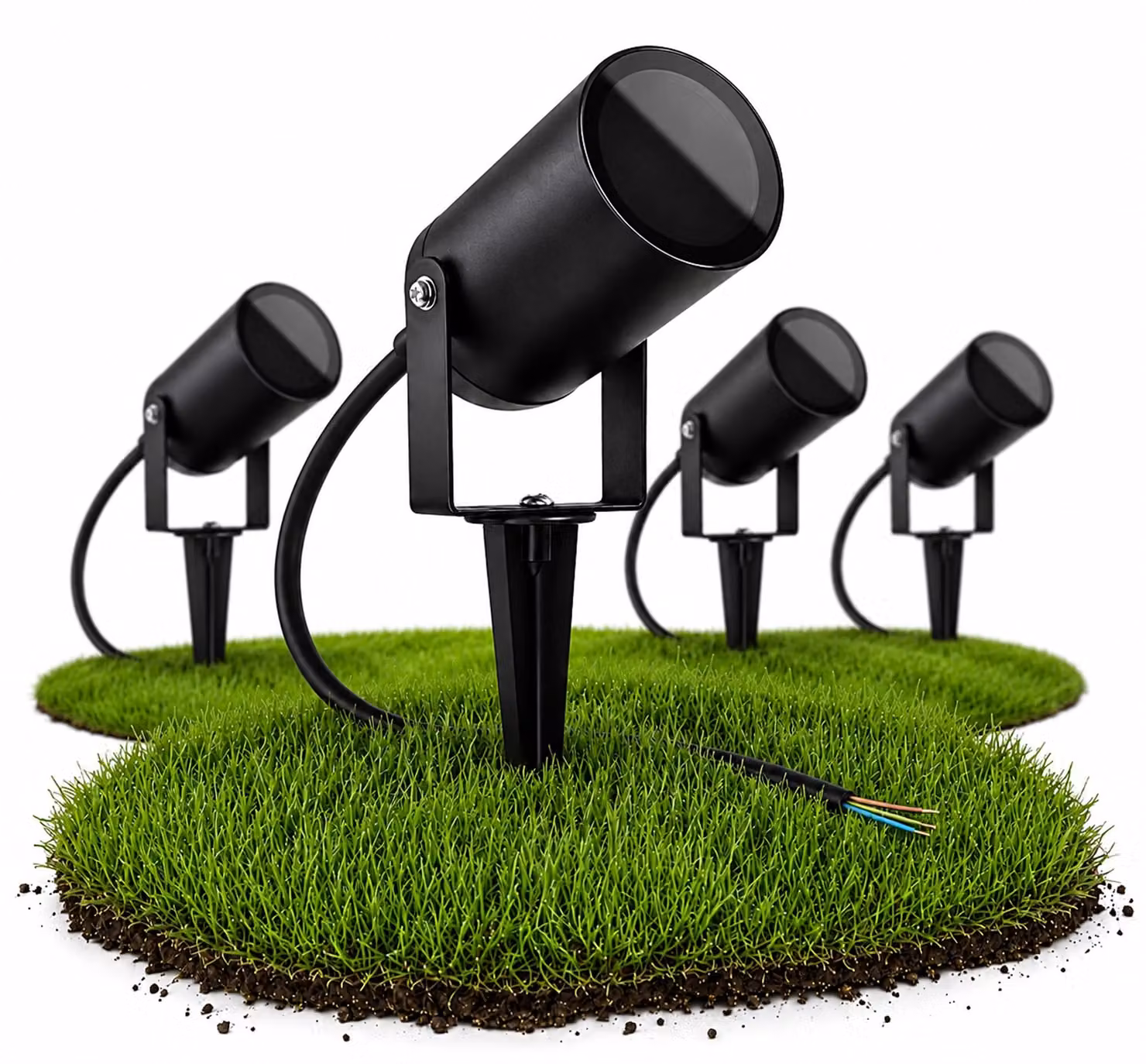 Set di 4 luci da giardino, attacco GU10, grado di protezione IP44, orientabili, 230V