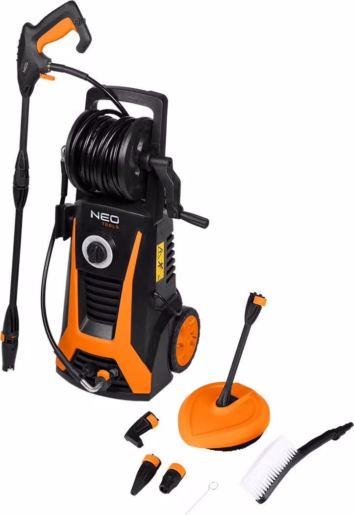 NEO TOOLS idropulitrice 2200W, 165Bar - Pulizia professionale per cortile, auto e giardino, tubo flessibile ad alta pressione da 8 m, funzione schiuma integrata
