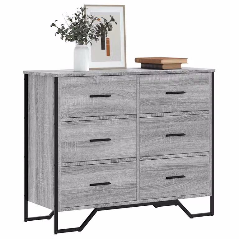Cassettiera moderna vidaXL in MDF Grigio Sonoma, sospesa a parete, L 91 cm x P 35,5 cm x H 74,5 cm
