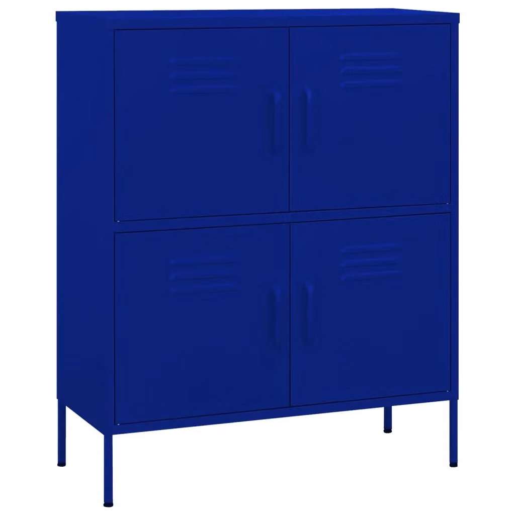Armadietto in metallo MERCATOXL blu con ripiani interni e ante a battente, L 80 cm, P 35 cm, H 101,5 cm – 2