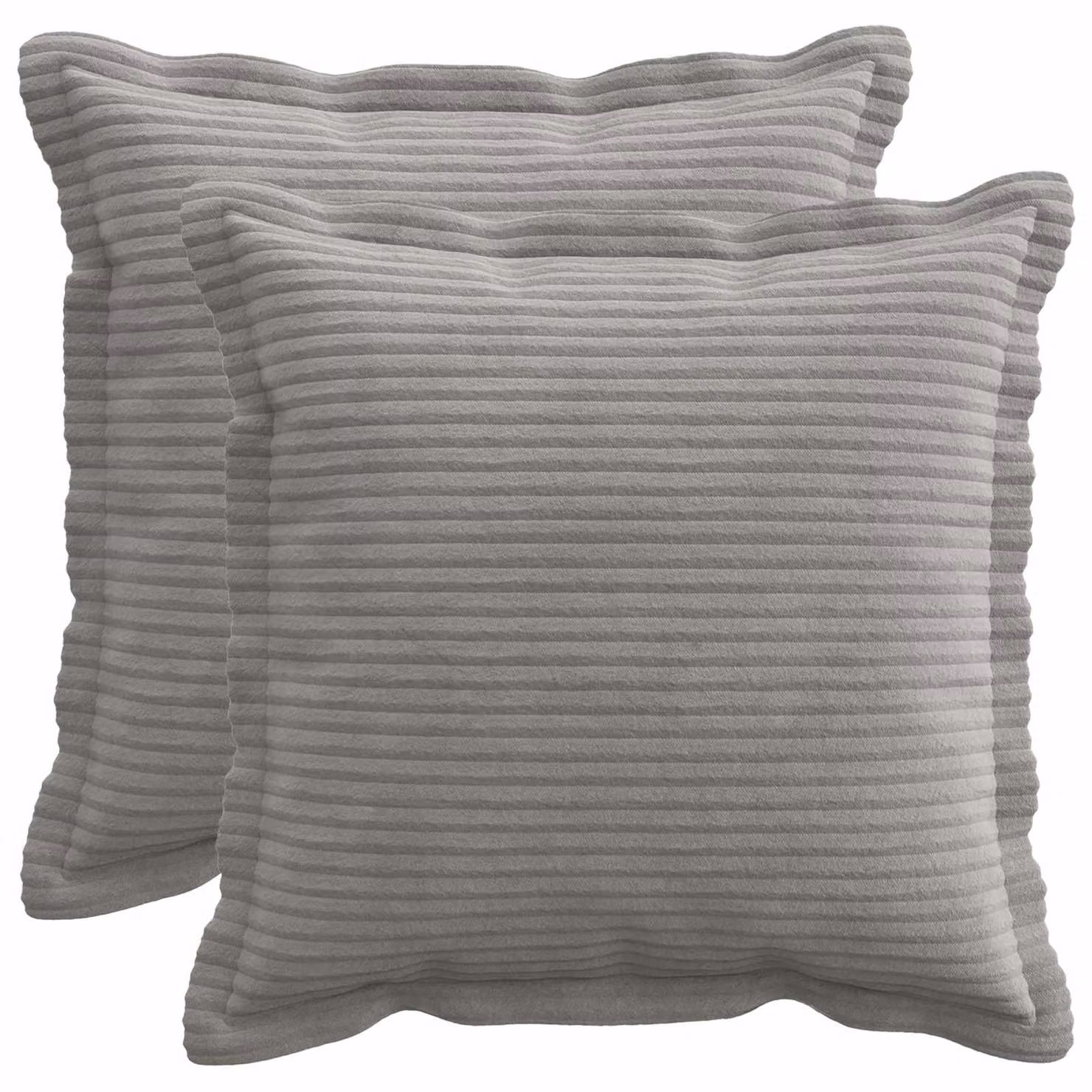 Set di 2 federe vidaXL HOUTEN in velluto a coste grigio chiaro, L 30 x P 30 cm