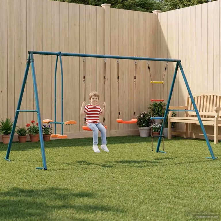 vidaXL Set di Altalene per Esterni Multicolore in Metallo e Plastica, H: 185 cm, L: 330 cm, P: 185 cm