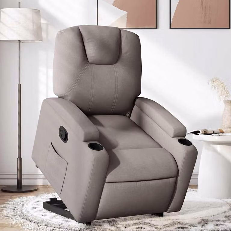 vidaXL Poltrona Alzapersona Reclinabile con Assistenza Elettrica in Tessuto Beige e Grigio