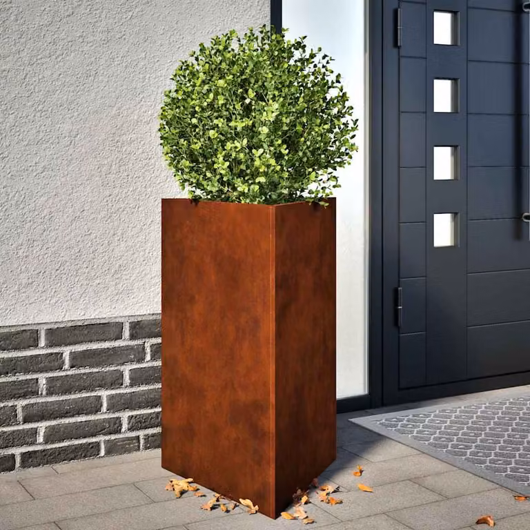 Set di 2 fioriere triangolari da giardino vidaXL in acciaio Corten color marrone, L 50 cm x P 43 cm x H 75 cm