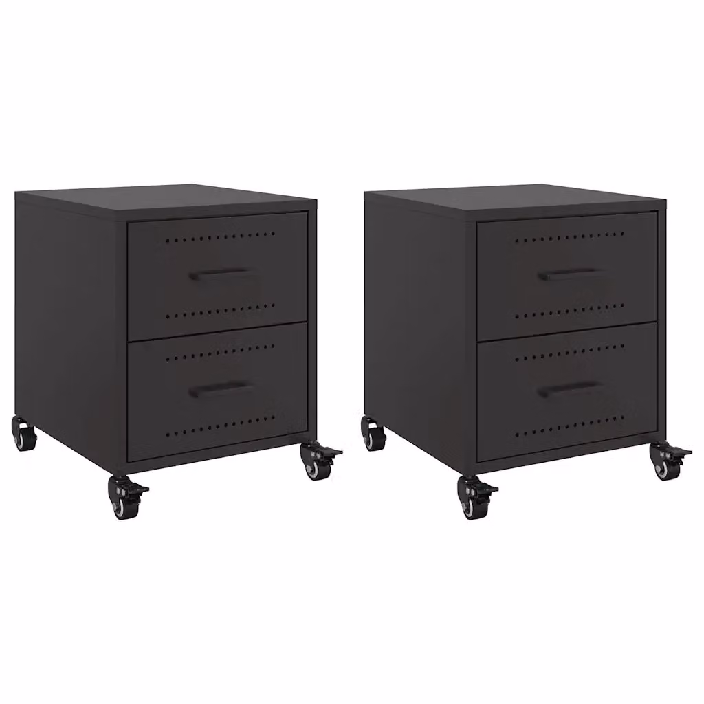 Set di 2 comodini moderni Design Mania in metallo nero opaco L/P/H: 36 x 39 x 43,5 cm – 2