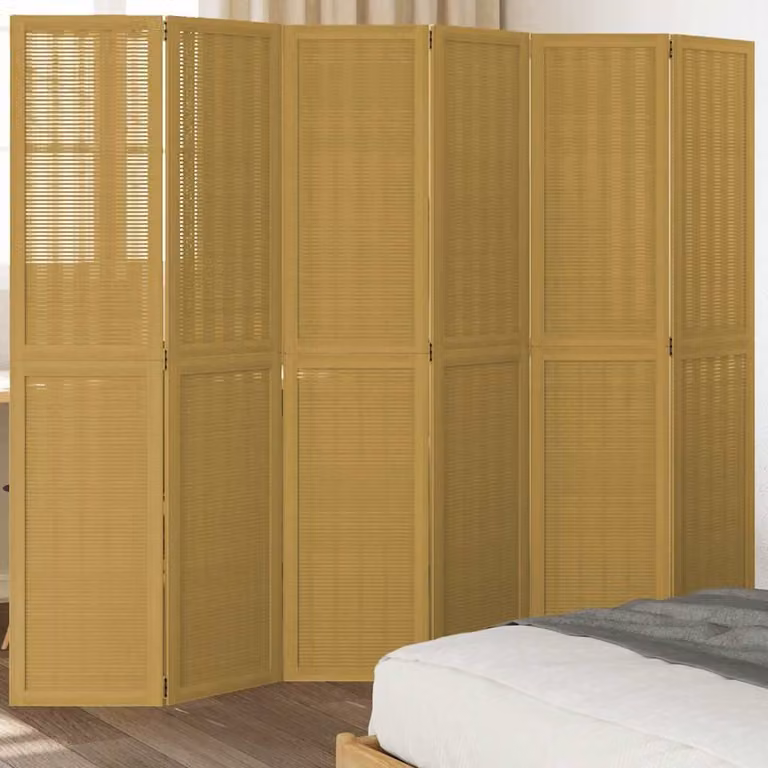 Divisorio Ambienti vidaXL in Legno Massello di Paulownia Marrone con 6 Pannelli H: 180 cm, L: 40 cm