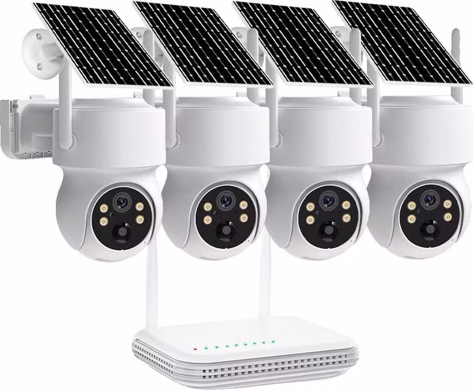 Sistema di telecamere di sorveglianza, 4 telecamere, ricarica solare, 4 telecamere 8ch NVR, 1T