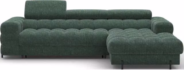 Divano ad angolo destro convertibile Meublorama verde stile minimalista L/P/H: 285 x 99 x 181 cm