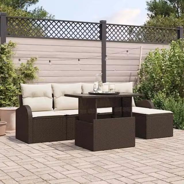 Set Divano da Giardino 6 pz Marrone polyrattan 3348624