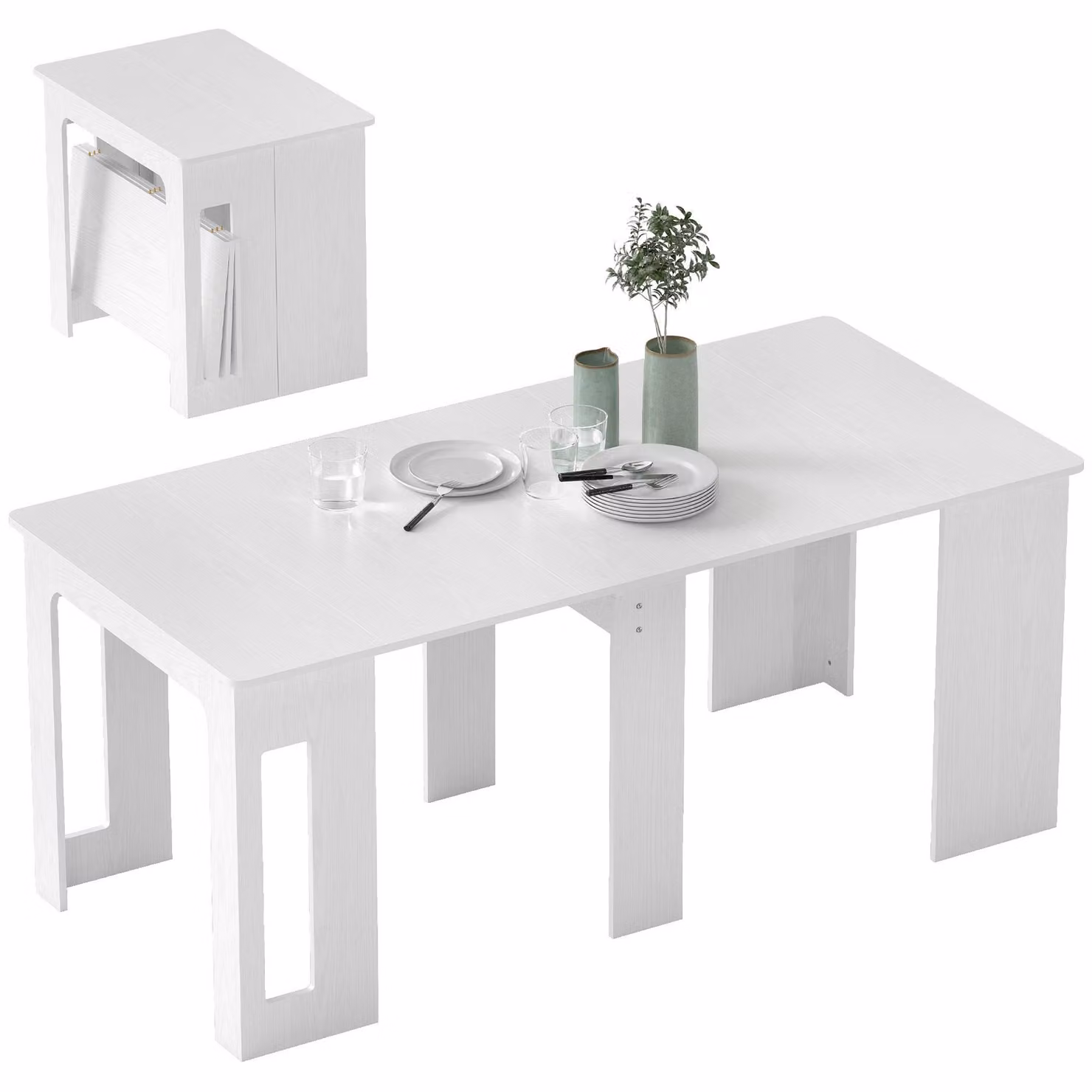 HOMCOM Tavolo da pranzo allungabile per cucina, fino a 6 persone, 60-180 x 85 cm, bianco