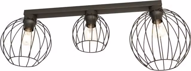 Plafoniera Orion Luceart-Classic in stile Industrial con 3 Luci Lineari, Colore Nero, in Metallo