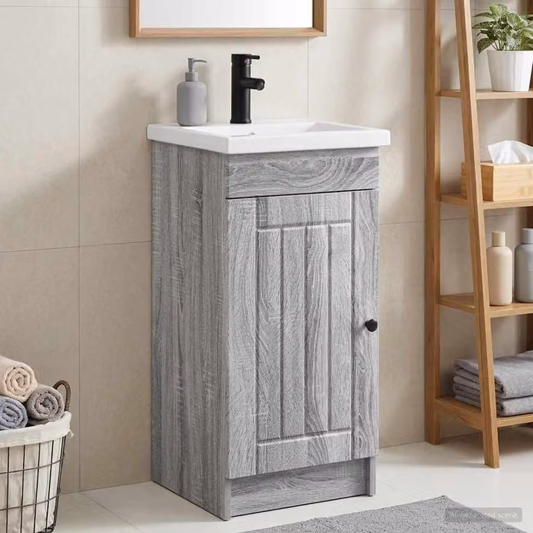 Mobile da bagno vidaXL con lavabo in stile moderno, colore grigio Sonoma, L: 42 cm, P: 40 cm, H: 84,5 cm
