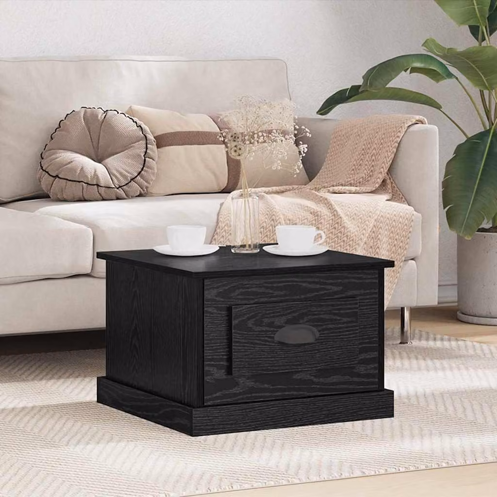 Maison Exclusive - Tavolino nero effetto rovere 50 x 50 x 35 cm Materiale ligneo