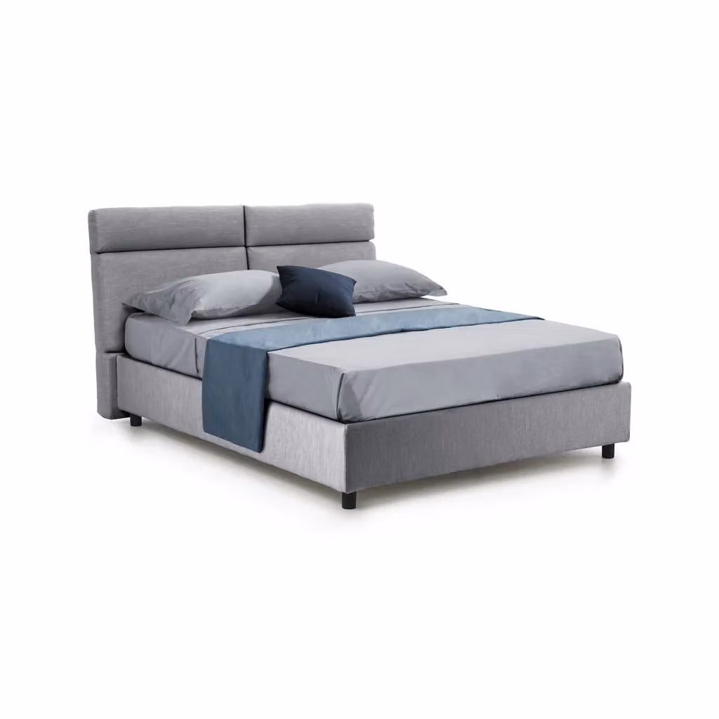 Letto Matrimoniale Annus DMORA con Materasso Incluso, Struttura Imbottita in Tessuto e Cassettoni, Grigio, L: 160 cm, P: 200 cm, H: 180 cm – 2