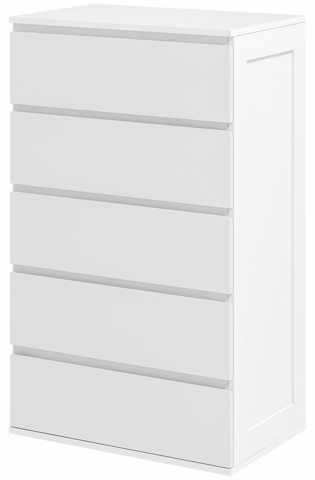 Cassettiera 5 Cassetti con Maniglie Scanalate 60x38x100 cm in Legno Bianco