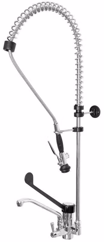 Rubinetto professionale per cucina con soffione orientabile e altezza di 106 cm, ideale per ristorazione e catering