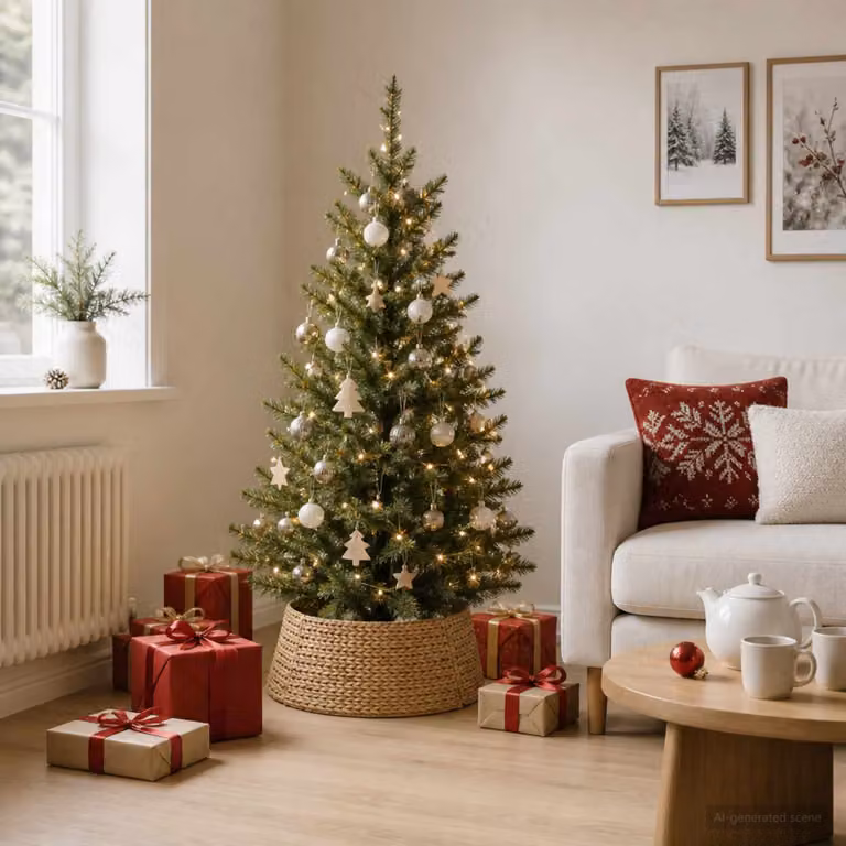 vidaXL Collare per Albero di Natale Rotondo Naturale Ø 45 x 22 cm