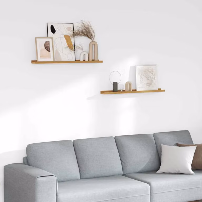 Set di 2 scaffali da parete moderni vidaXL in MDF, colore beige, L: 80 cm, P: 9 cm, H: 3 cm