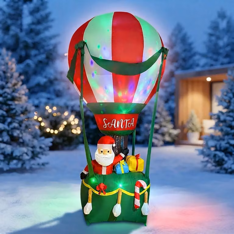 Pallone gonfiabile XL a forma di albero di Natale con illuminazione a LED - 210 x 110 cm - Enorme decorazione natalizia per il giardino, autogonfiabile, colorata e illuminata