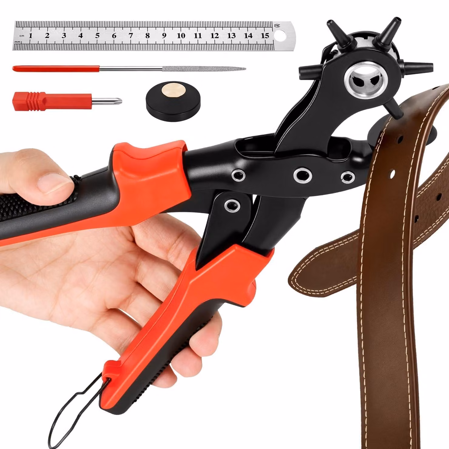 Omgoods - Foratrici per cuoio con 6 diverse dimensioni di fori e set di strumenti