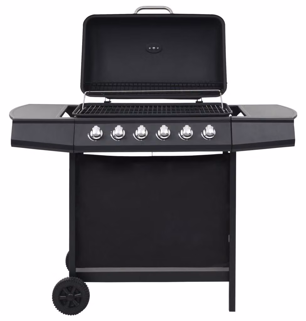 Vidaxl Griglia a gas con 6 pezzi di acciaio inox nero