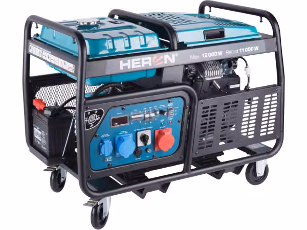 Heron 8896431 generatore a benzina 23,5HP/12kW/15kVA (400V), 12kW (230V), telaio