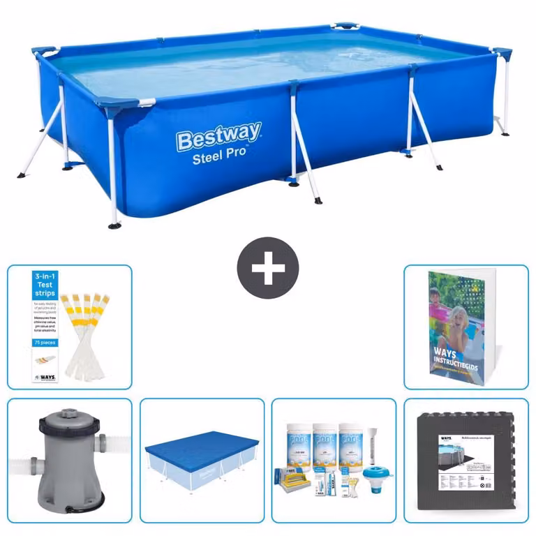 Bestway Steel Pro, piscina rettangolare - 300x201x66 cm - composta da 5 parti, modello S238