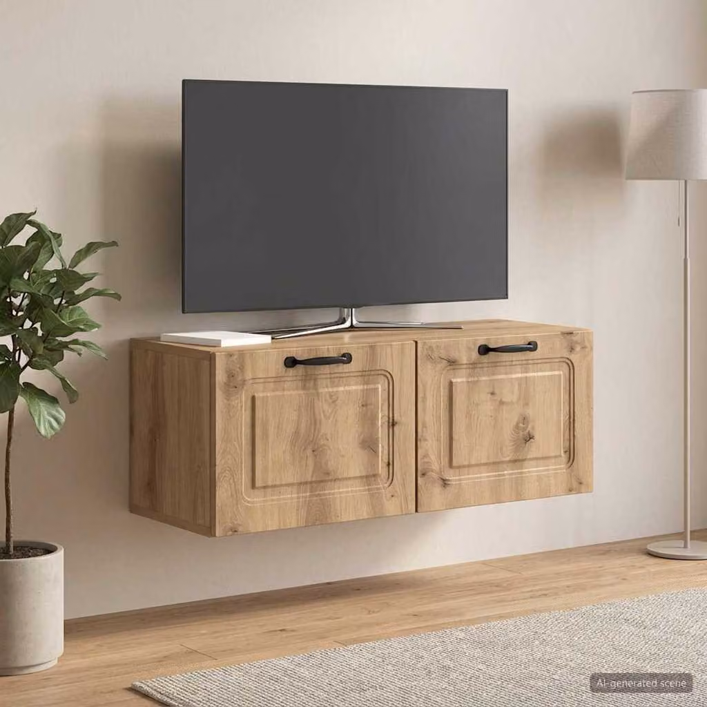 Mobile Porta TV da Muro vidaXL in Rovere Artigianale, L: 78,5 cm, P: 31 cm, H: 30 cm