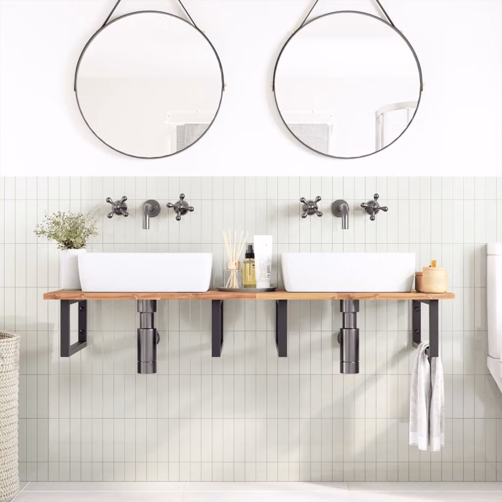 vidaXL Piano da Bagno Non Trattato 160x50x2cm Legno Massello di Acacia
