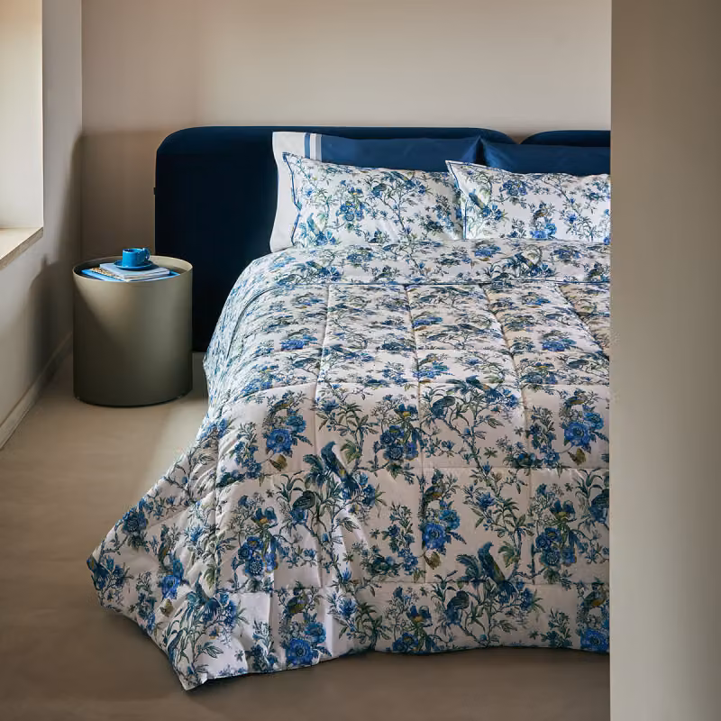 BIRDS GARDEN Completo lenzuolo copriletto - Taglia: 2 piazze,Colore: BIRDS GARDEN - BLU/VERDE