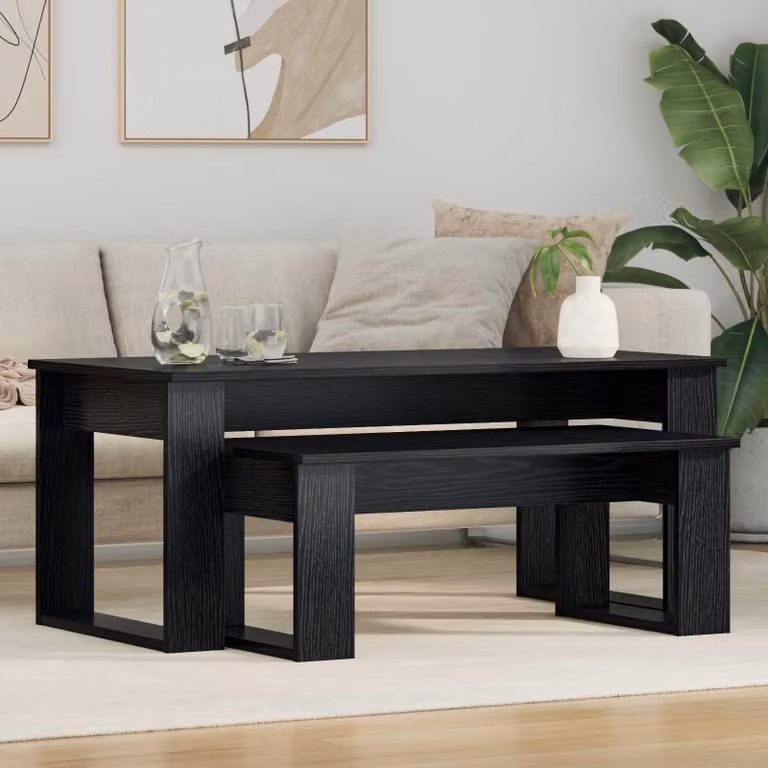Maison Exclusive - Set di 2 tavolini da caffè, finitura effetto legno di quercia nero, dimensioni 100 x 50 x 42 cm