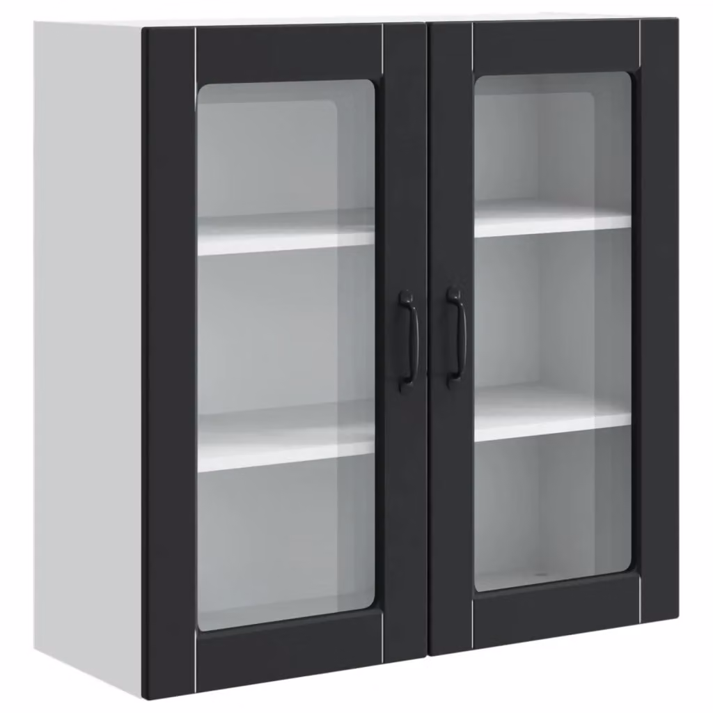 Pensile da cucina vidaXL nero con ante a battente e ripiani interni L: 80 cm, P: 31 cm, H: 80 cm – 2