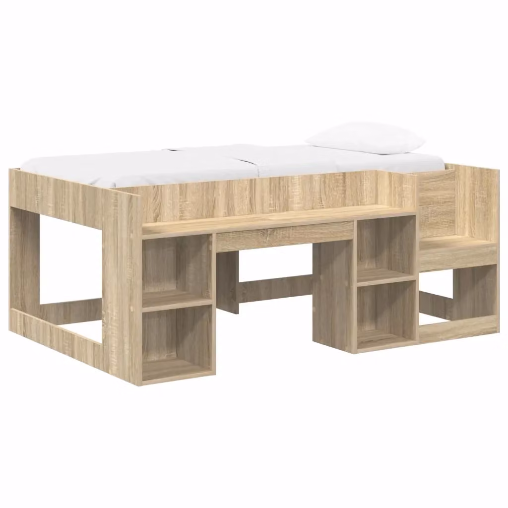 Letto Singolo Rialzato per Bambini con Ripostiglio e Scale VIDAXL, Colore Marrone, L/P/H: 160 x 80 x 163 cm – 2