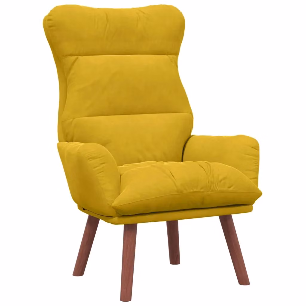 Poltrona relax moderna vidaXL in velluto giallo con braccioli, L: 69 cm, P: 74 cm, H: 93 cm – 2