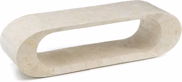 Tavolino Porta TV E-STYLO Aosom in Pietra Fossile e Legno, Design Moderno, L: 130 cm, P: 35 cm, H: 35 cm – 2