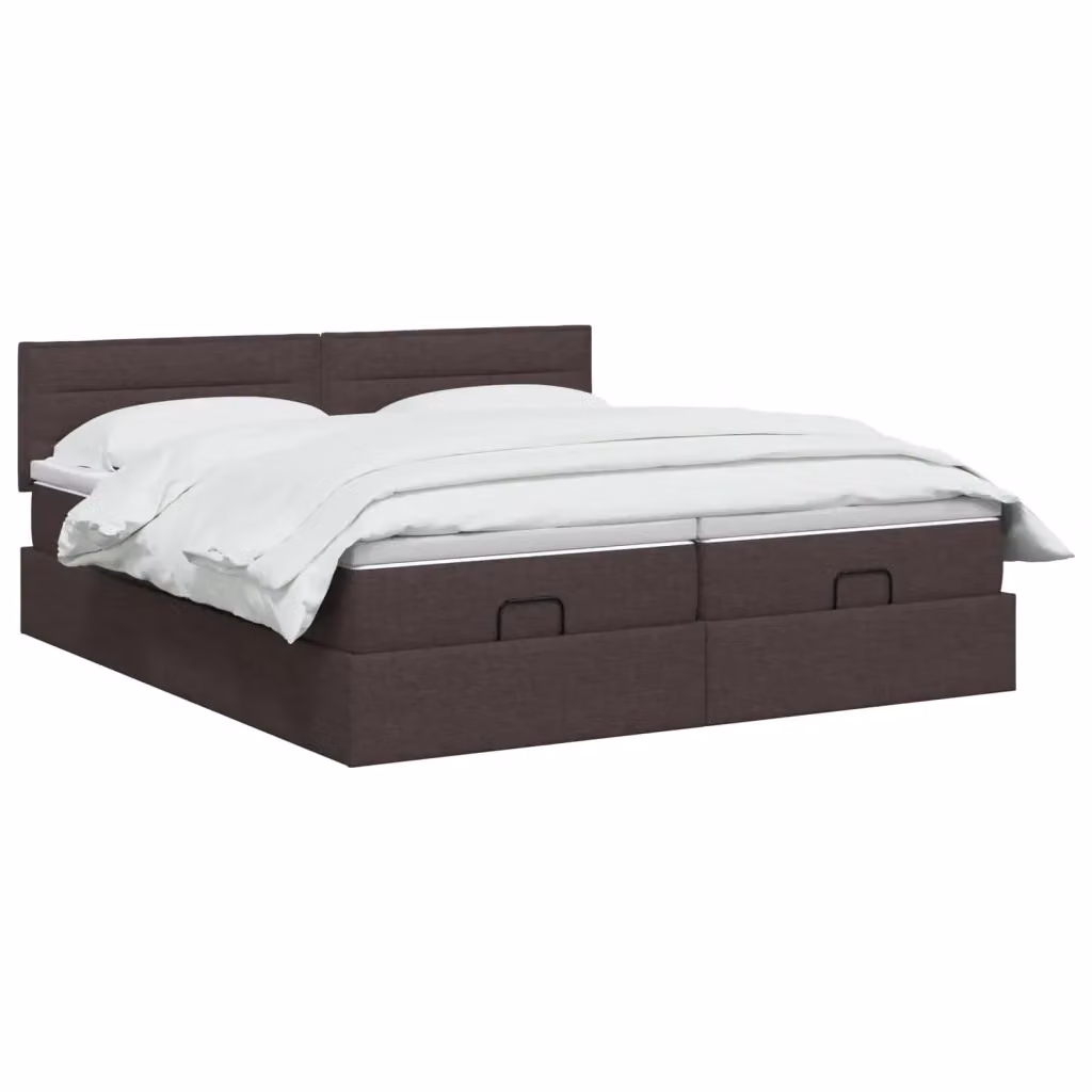 Letto ottomano con materasso vidaXL in tessuto marrone con contenitore a sollevamento L 180 x P 200 cm – 2