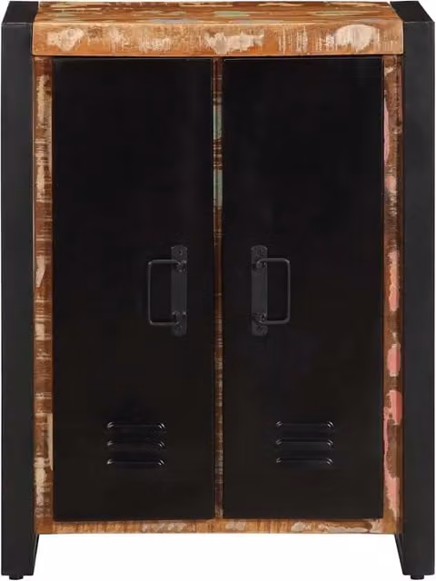 Credenza Multicolore in Legno Massello Recuperato e Metallo per Sala da Pranzo L: 55 cm, P: 35 cm, H: 70 cm – 1