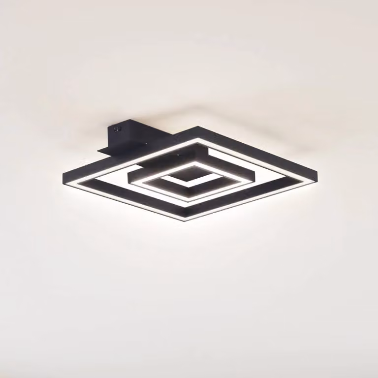Plafoniera a LED Madamo Lindby, Nero, Soggiorno / Sala da pranzo, Alluminio, Moderno, Plafoniera LED