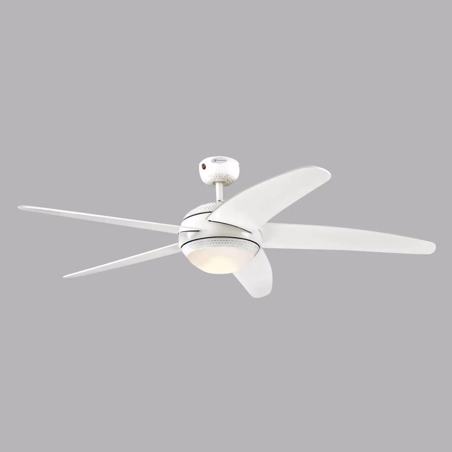 Westinghouse Ventilatore da soffitto LED Bendan, bianco, silenzioso dimmerabile, Bianco / Opale, Soggiorno / Sala da pranzo, Legno, Moderno